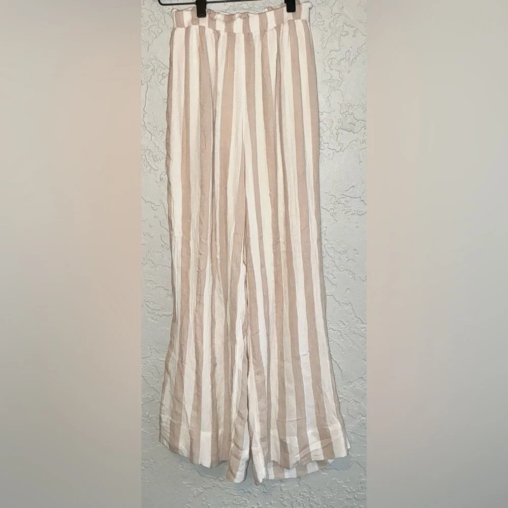 American Eagle Outfitters Beige and White Striped Pants